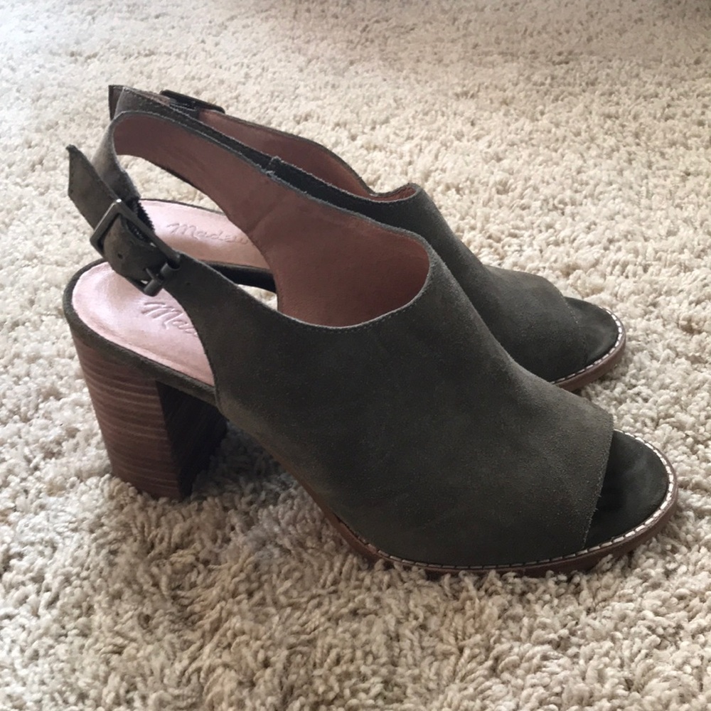 Madewell Olive Green Peep Toe Heels